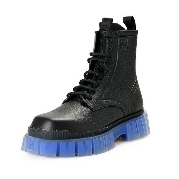 Fendi Men's "7U1485 Ahh0 F08M4" Black 100% Leather Combat Boots Shoes